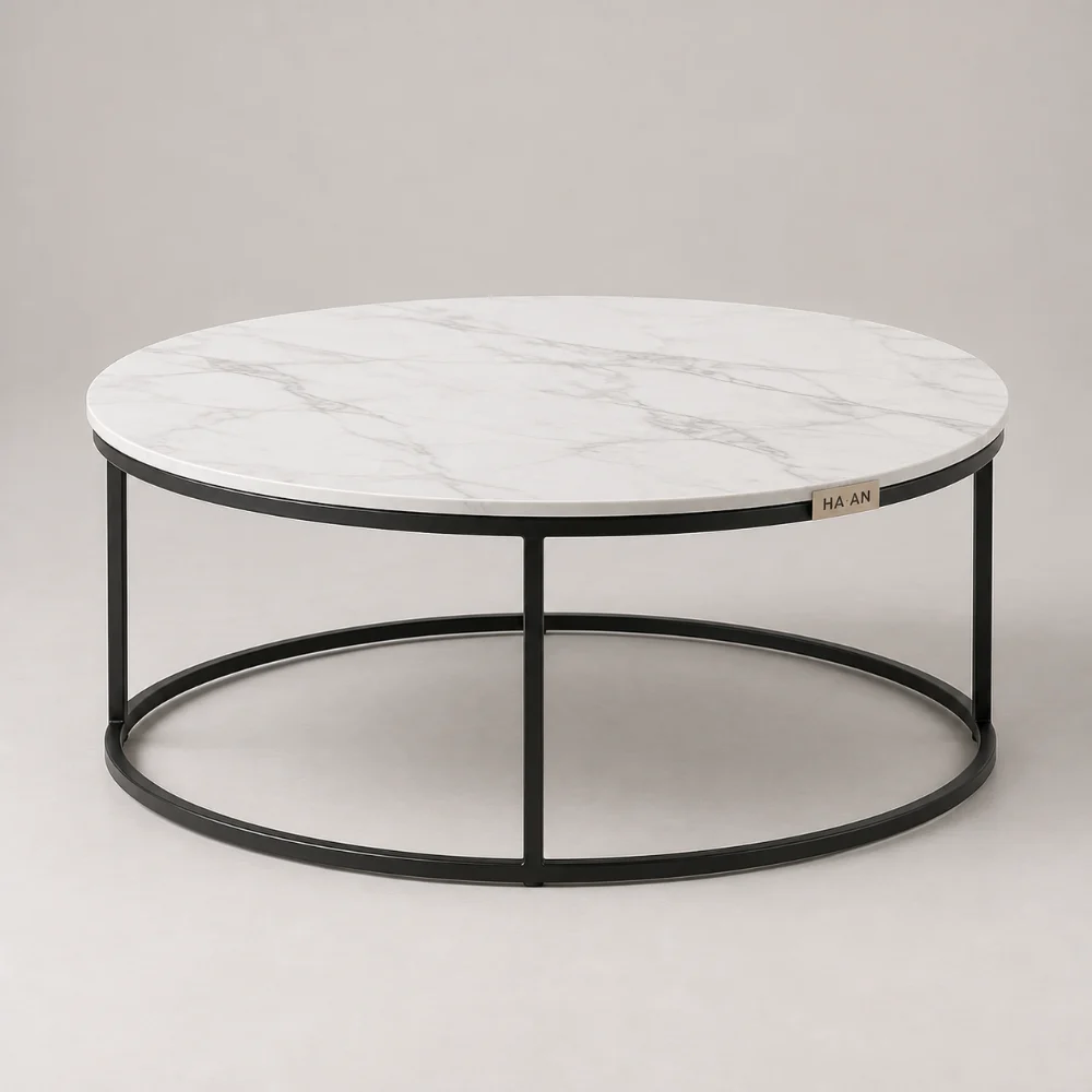 Bàn trà tròn mặt đá ceramic 80cm Hà An